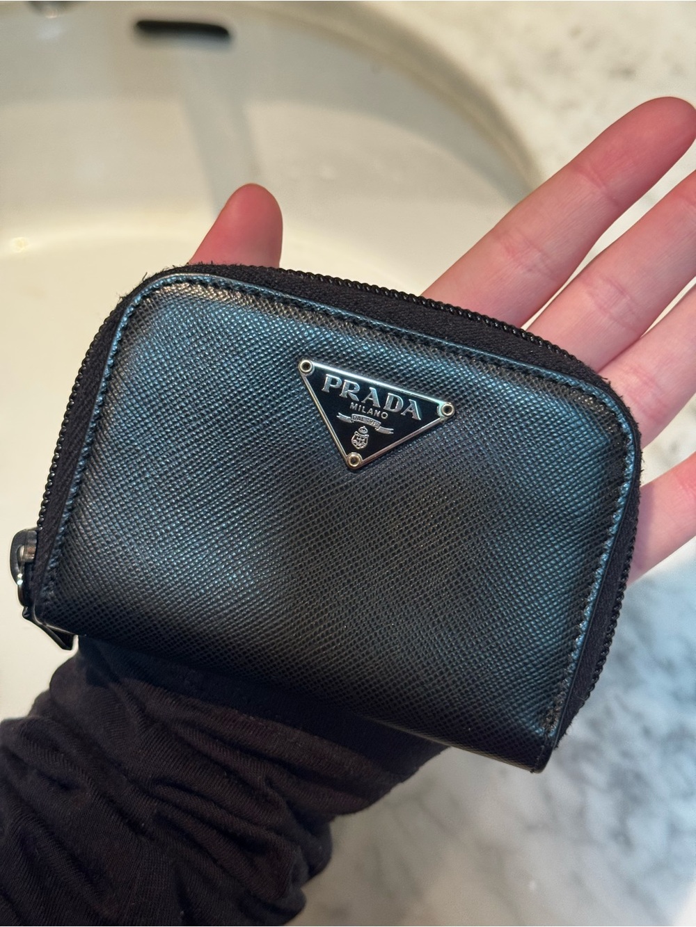 Prada Black Saffiano Zip Wallet NWT
